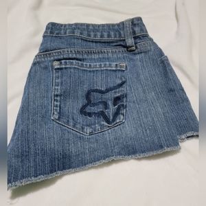 FOX Denim raw hem shorts. Logo on back pocket, size 7. Like new. No flaws